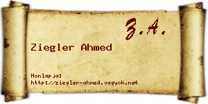 Ziegler Ahmed névjegykártya